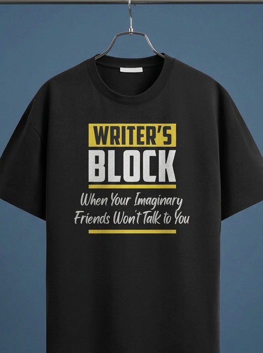 Writer's Block- Black Round Neck Writer T-shirt