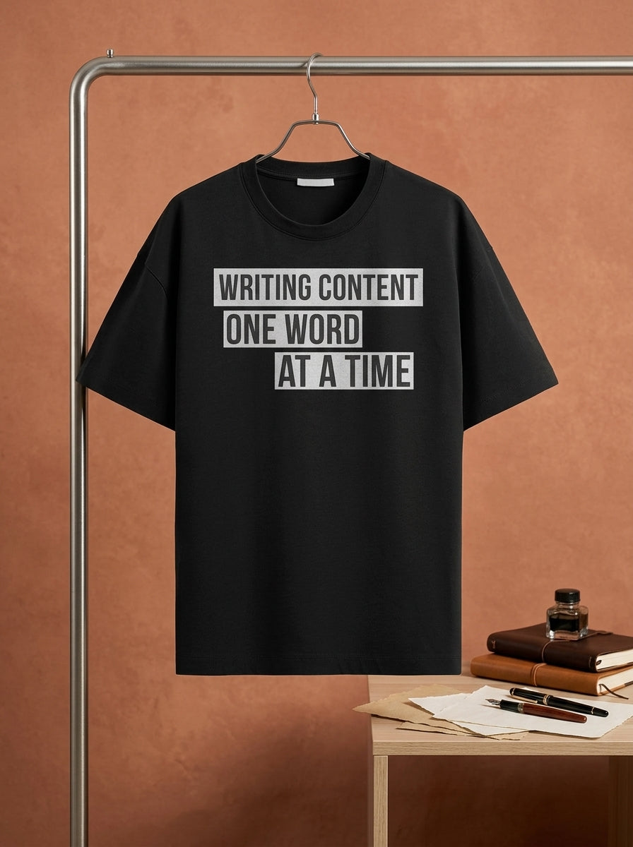Writing Content- Black Round Neck Writer T-shirt