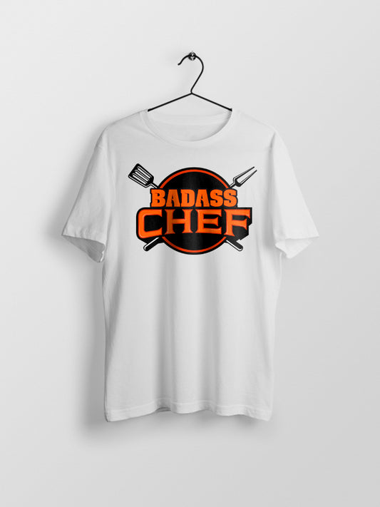 Badass Chef- White Crew Neck Chef T-shirt