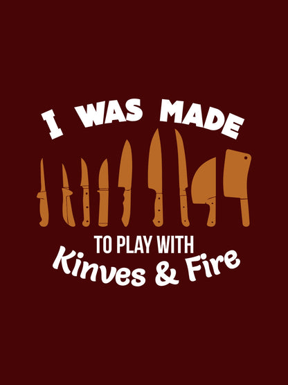 Play with Knives & Fire- Maroon Crew Neck Chef T-shirt