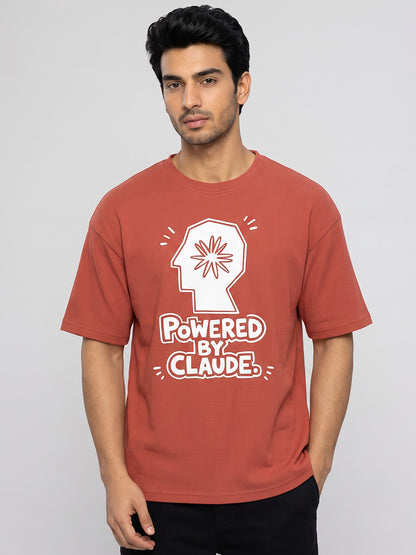Powered By Claude- Coral Oversized A.I. Tshirt