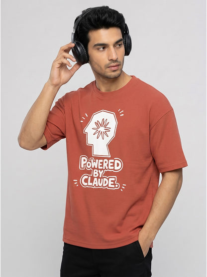 Powered By Claude- Coral Oversized A.I. Tshirt