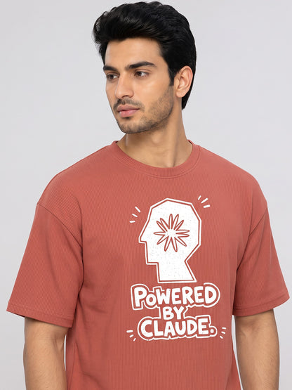 Powered By Claude- Coral Oversized A.I. Tshirt
