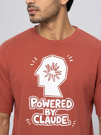 Powered By Claude- Coral Oversized A.I. Tshirt