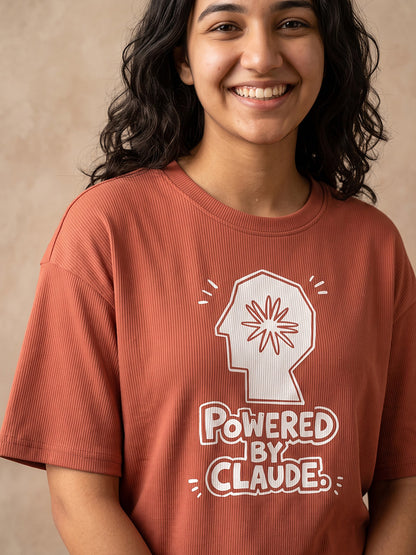 Powered By Claude- Coral Oversized A.I. Tshirt