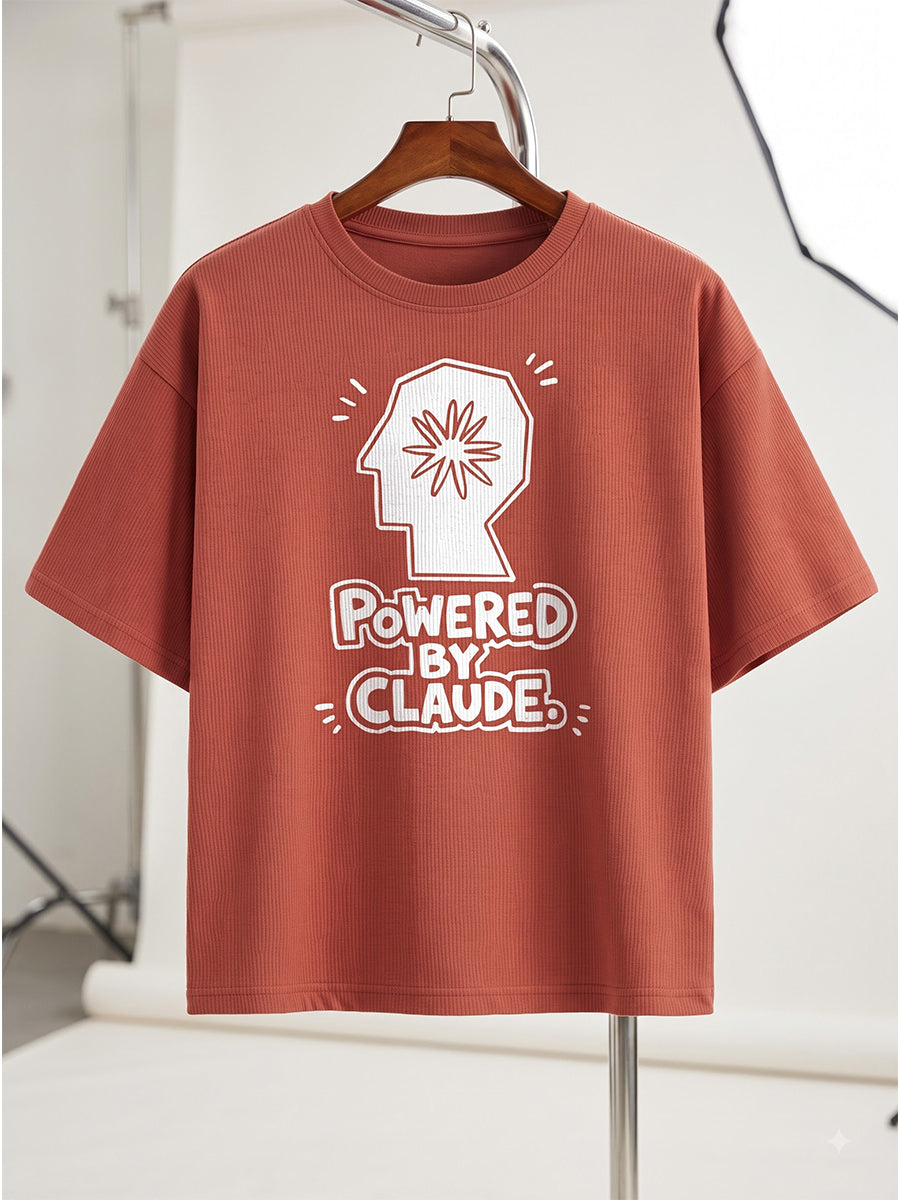 Powered By Claude- Coral Oversized A.I. Tshirt