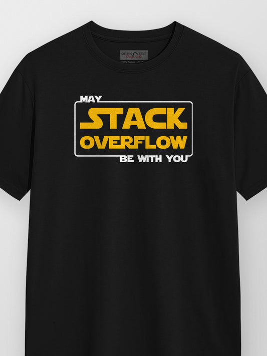 Stack Overflow- Black Round Neck Coding T-shirt
