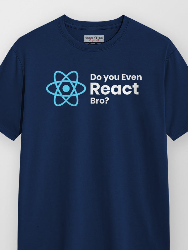Do you Even React- Navy Blue Round Neck Coding T-shirt