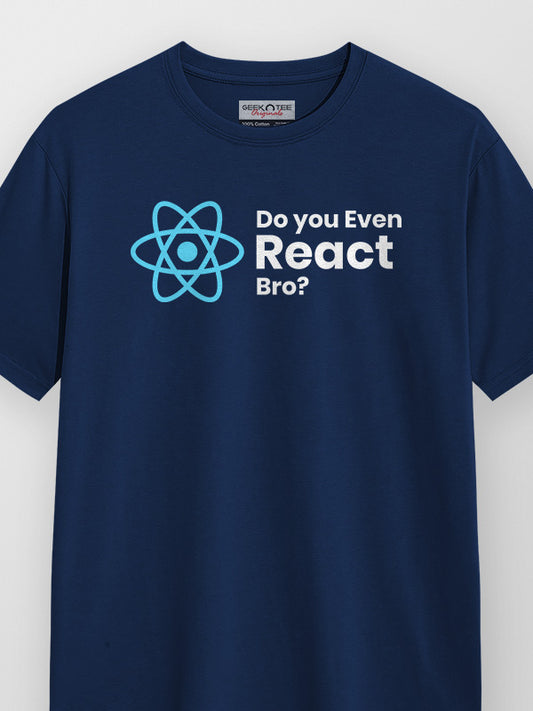 Do you Even React- Navy Blue Round Neck Coding T-shirt