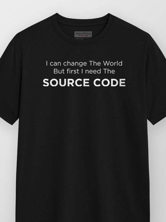 Need Source Code- Black Round Neck Coding T-shirt
