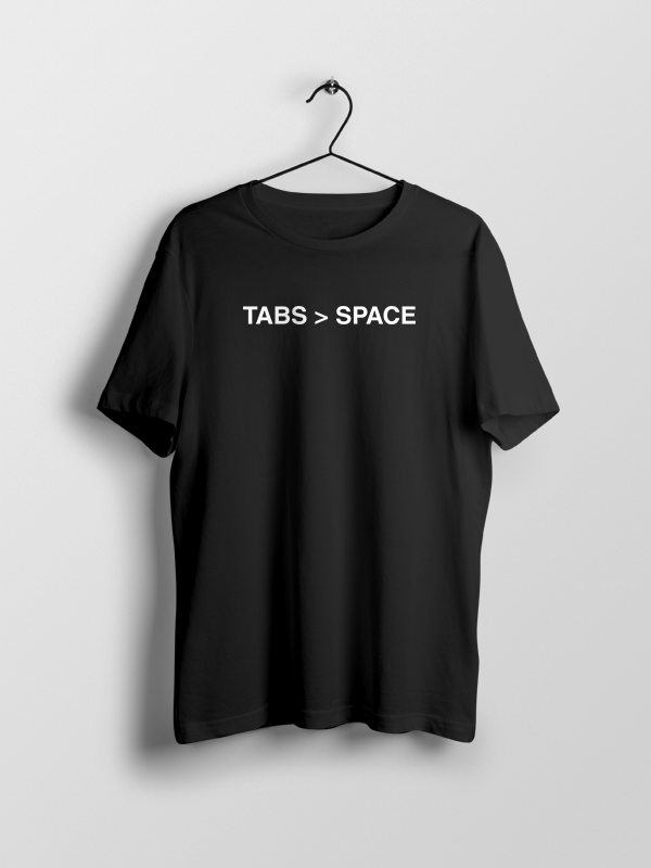 Tabs > Space- Black Round Neck Coding T-shirt – GeekOTee