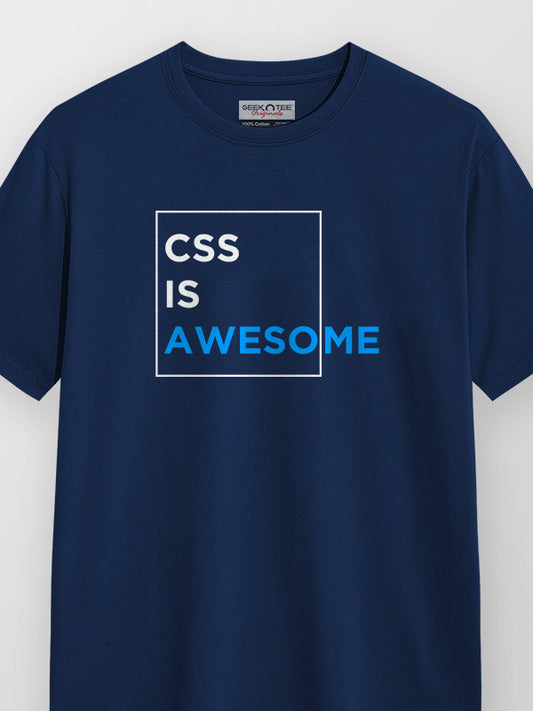CSS Is Awesome- Navy Blue Round Neck Coding T-shirt