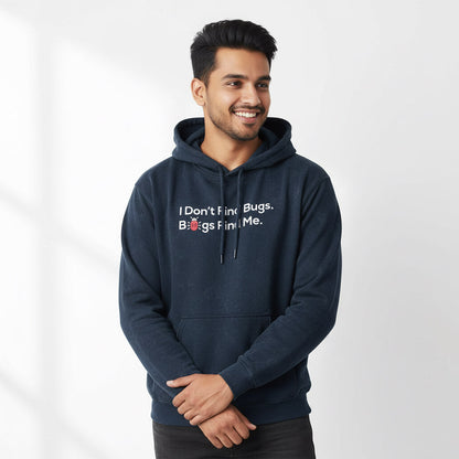 Bugs Find Me -  Navy Blue Acid Wash Coding Hoodie