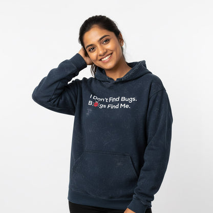 Bugs Find Me -  Navy Blue Acid Wash Coding Hoodie
