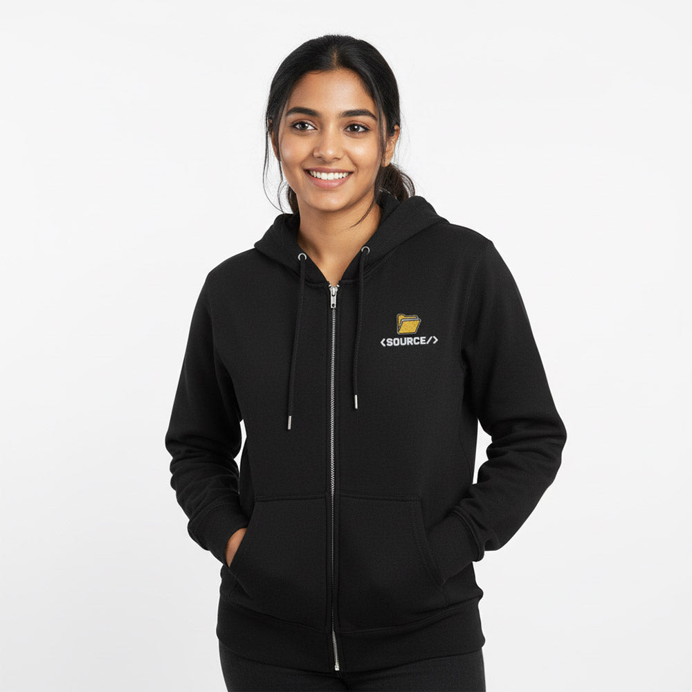 Source -  Black Zipped Coding Hoodie