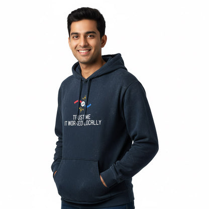 Worked Locally -  Navy Blue Acid Wash Coding Hoodie