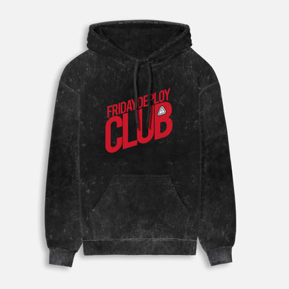 Friday Deploy Club -  Black Acid Wash Coding Hoodie