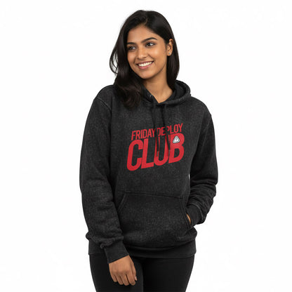 Friday Deploy Club -  Black Acid Wash Coding Hoodie