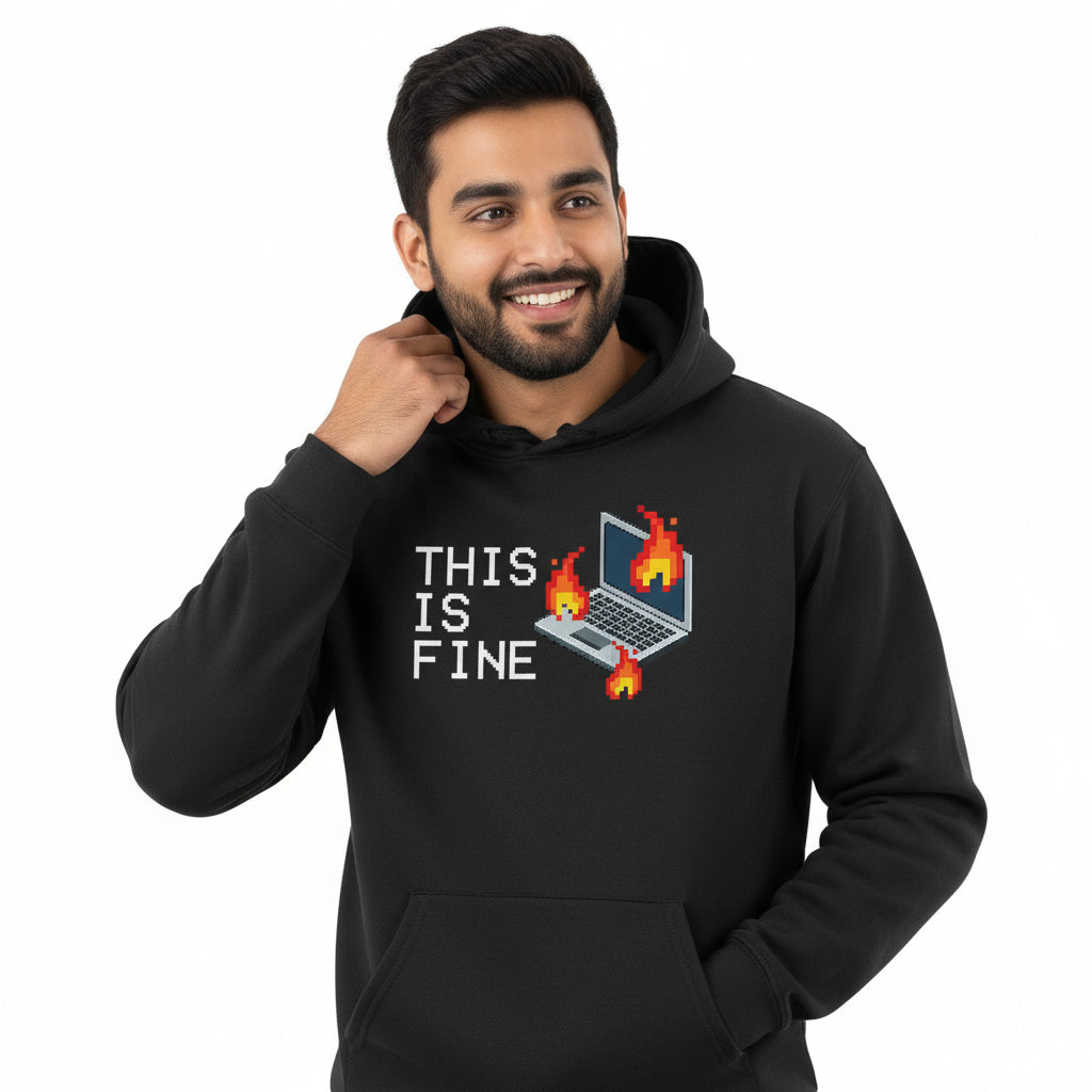 This is Fine - Black Coding Hoodie