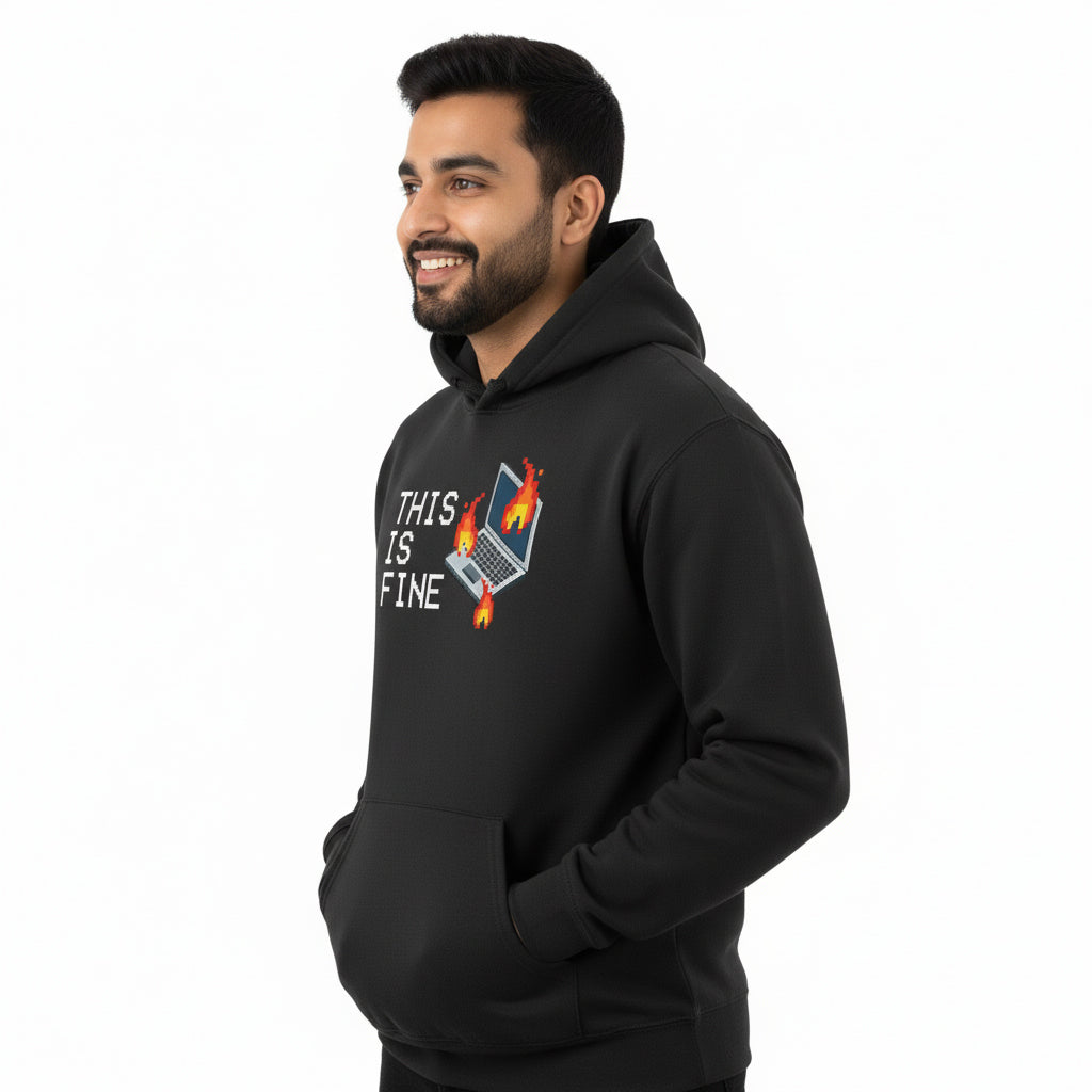 This is Fine - Black Coding Hoodie