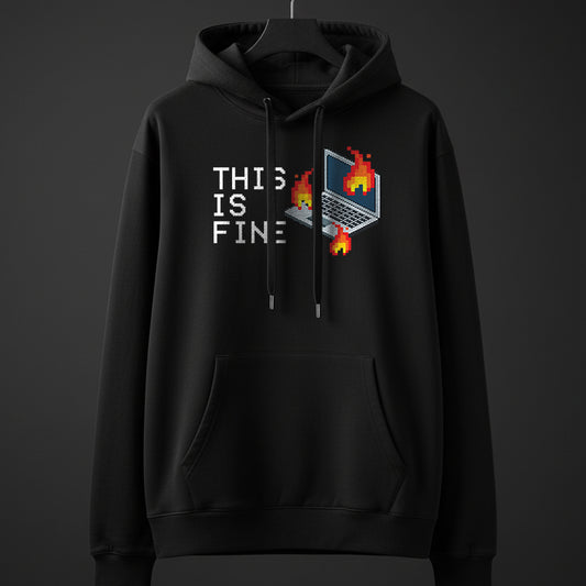 This is Fine - Black Coding Hoodie