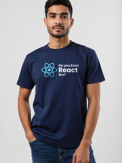 Do you Even React- Navy Blue Round Neck Coding T-shirt