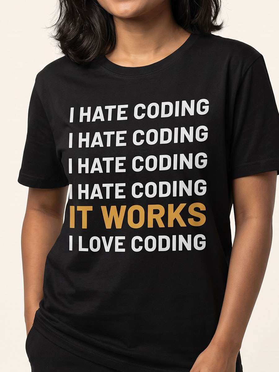 I hate Coding- Black Round Neck Coding T-shirt