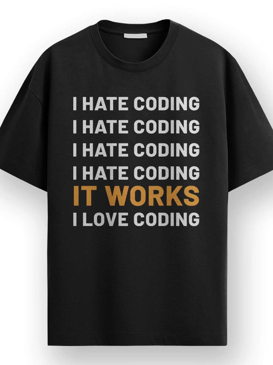 I hate Coding- Black Round Neck Coding T-shirt