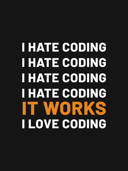 I hate Coding- Black Round Neck Coding T-shirt