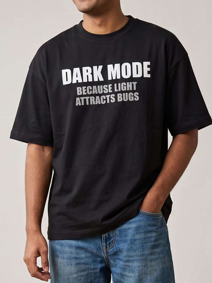 Dark Mode- Black Round Neck Coding T-shirt