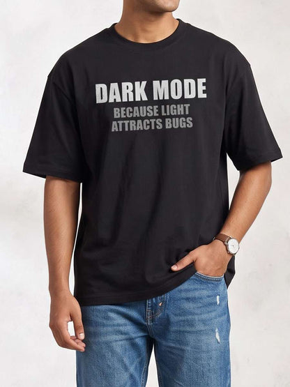 Dark Mode- Black Round Neck Coding T-shirt