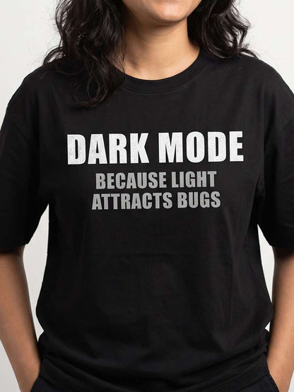 Dark Mode- Black Round Neck Coding T-shirt