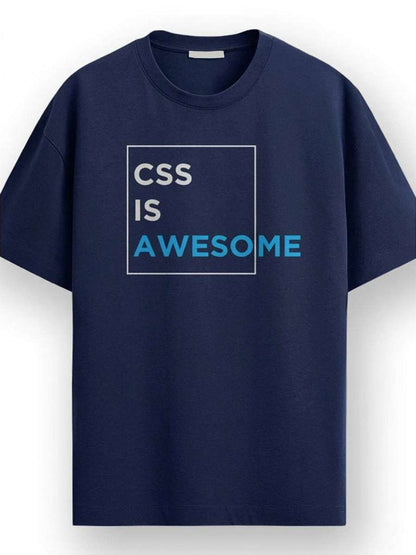 CSS Is Awesome- Navy Blue Round Neck Coding T-shirt