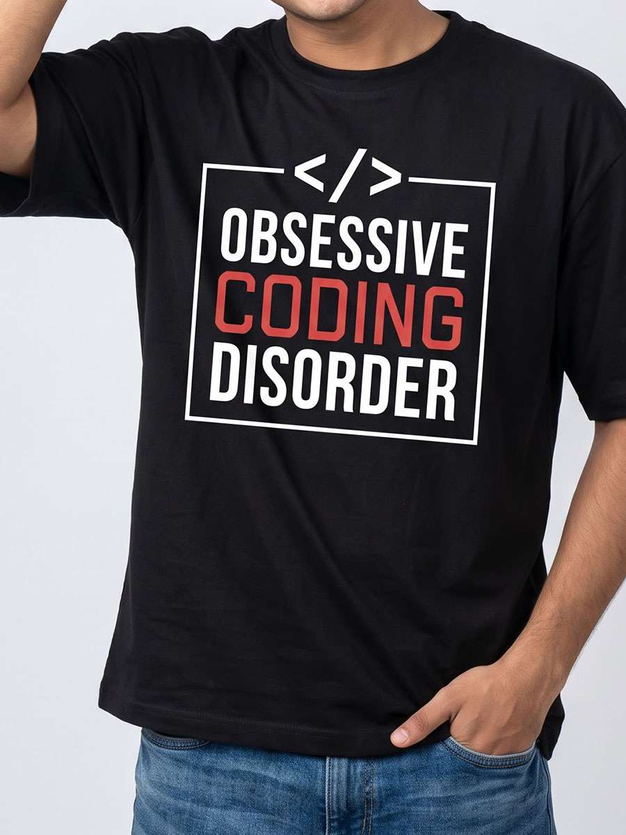 Obsessive Coding Disorder- Black Round Neck Coding T-shirt
