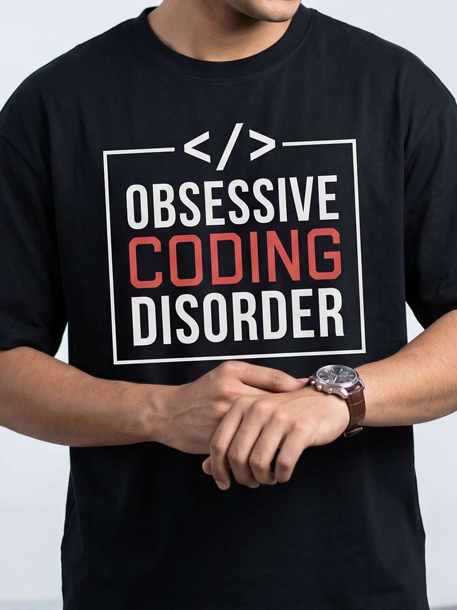 Obsessive Coding Disorder- Black Round Neck Coding T-shirt