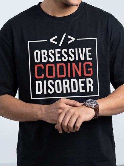 Obsessive Coding Disorder- Black Round Neck Coding T-shirt