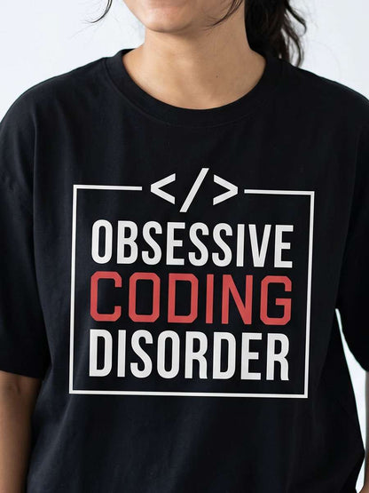 Obsessive Coding Disorder- Black Round Neck Coding T-shirt
