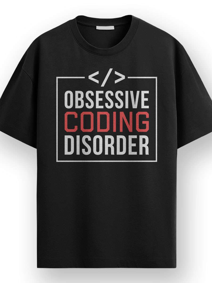 Obsessive Coding Disorder- Black Round Neck Coding T-shirt