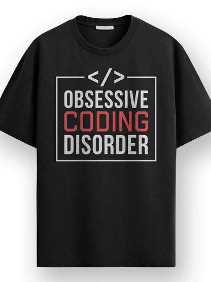 Obsessive Coding Disorder- Black Round Neck Coding T-shirt