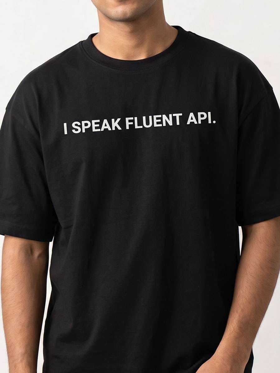 Speak Fluent API- Black Round Neck Coding T-shirt
