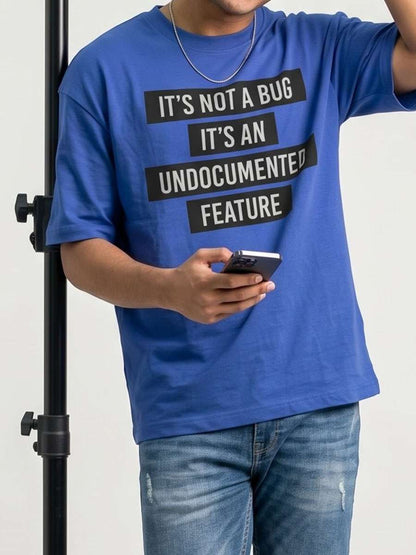 Undocumented Feature- Royal Blue Round Neck Coding T-shirt