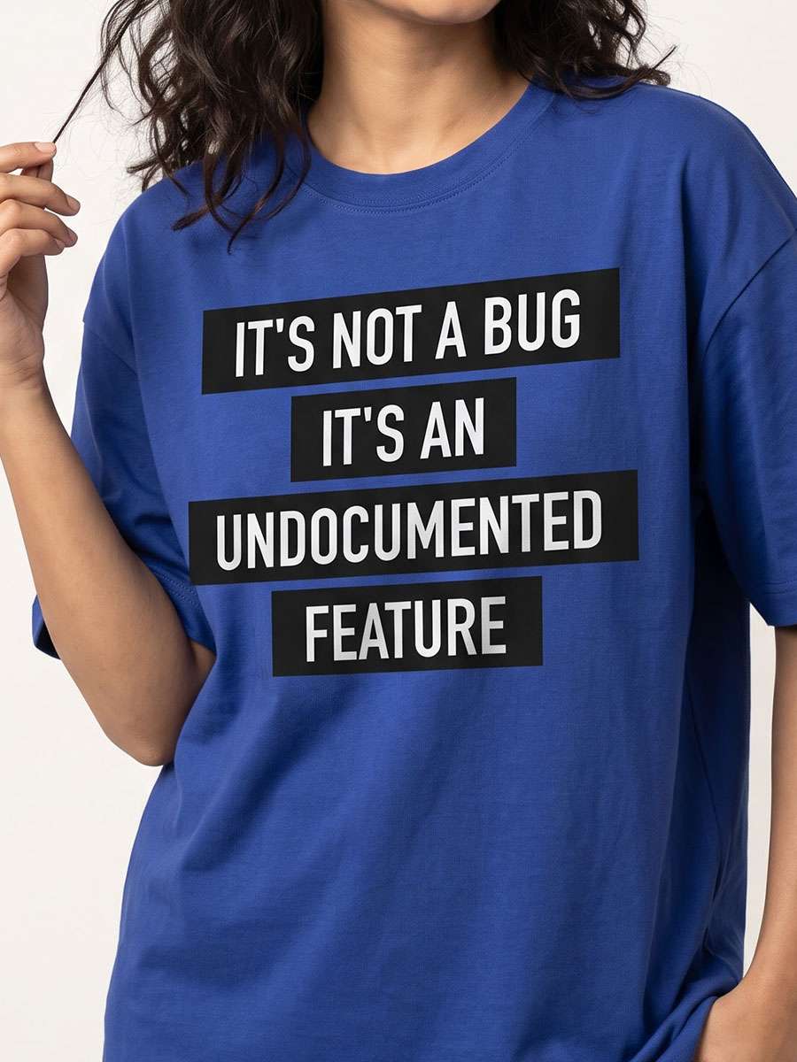 Undocumented Feature- Royal Blue Round Neck Coding T-shirt