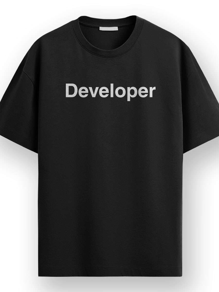 Developer Minimal Word- Black Round Neck Coding T-shirt