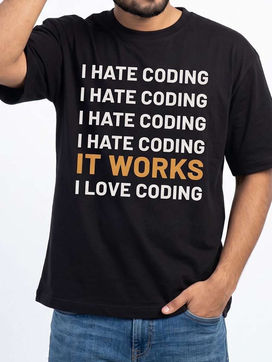 I hate Coding- Black Round Neck Coding T-shirt