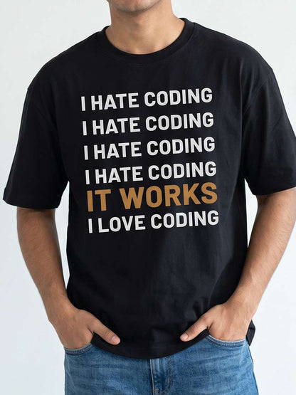 I hate Coding- Black Round Neck Coding T-shirt