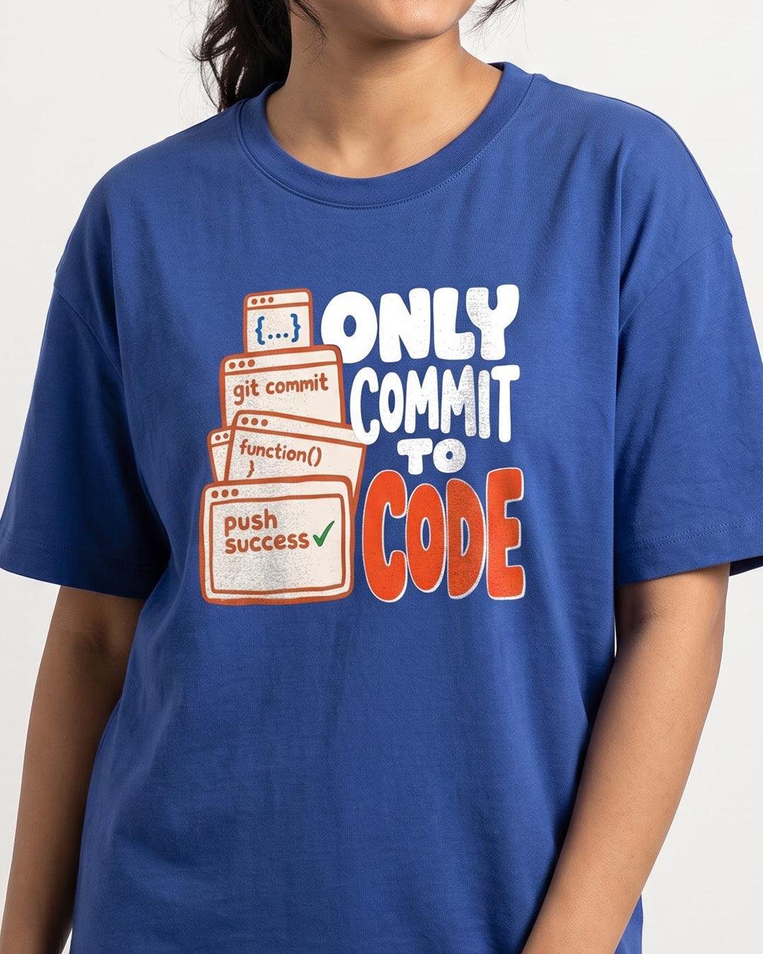 Commit To Code- Royal Blue Round Neck Coding Tshirt