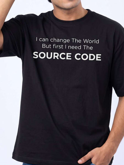 Need Source Code- Black Round Neck Coding T-shirt