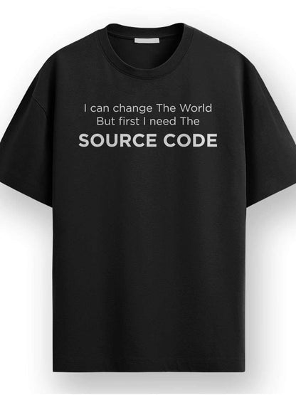 Need Source Code- Black Round Neck Coding T-shirt