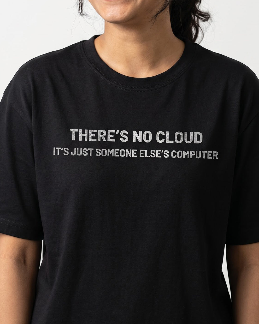 There is no Cloud- Black Round Neck Coding T-shirt