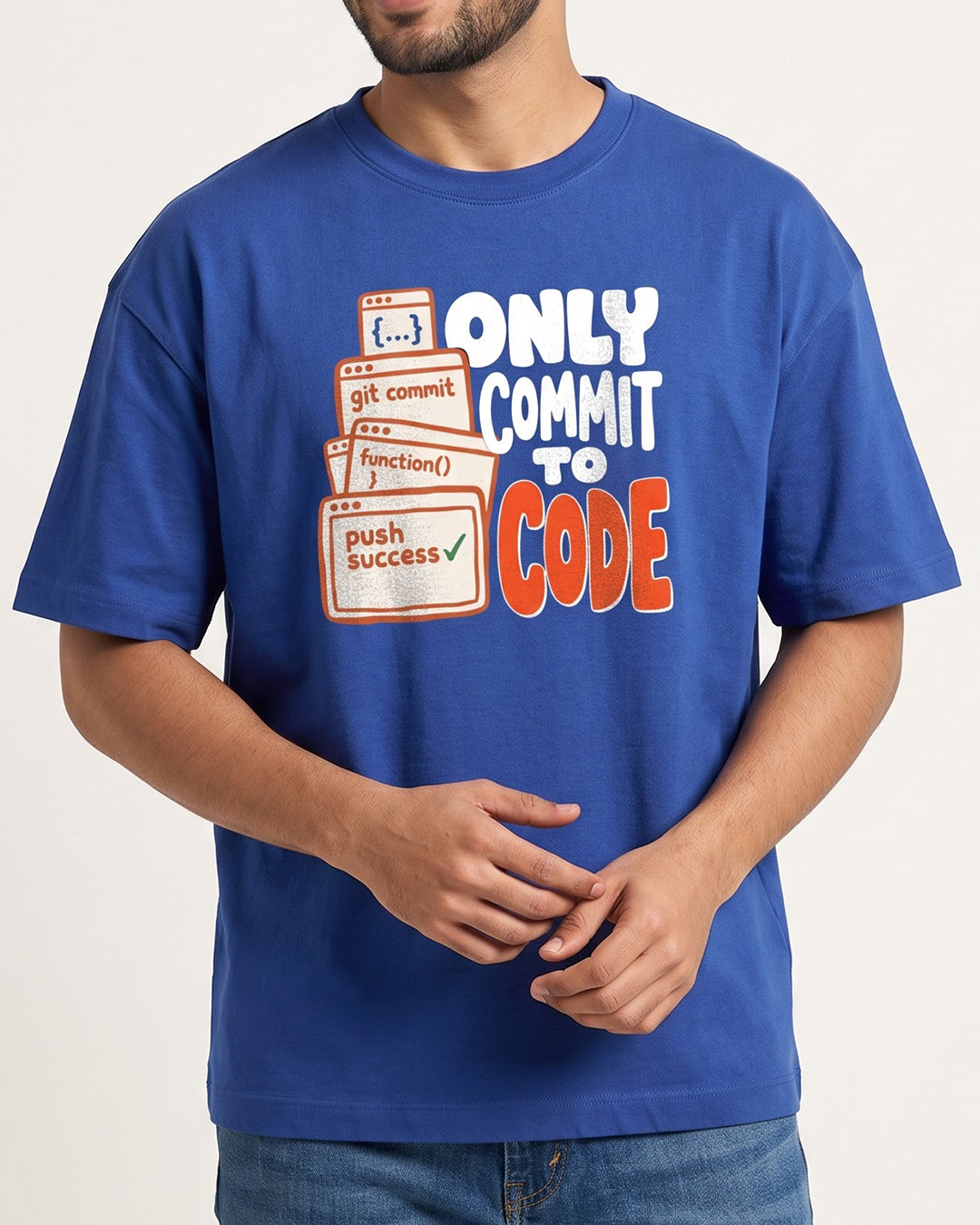 Commit To Code- Royal Blue Round Neck Coding Tshirt